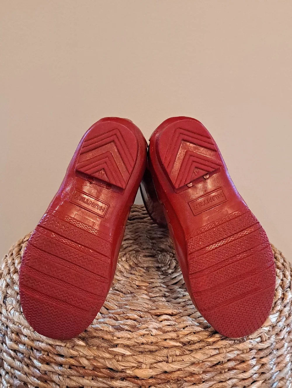 Hunter Youth Unisex‎ Cherry Red Rubber Glossy Rubber Wellington Rain Boots B4/G4